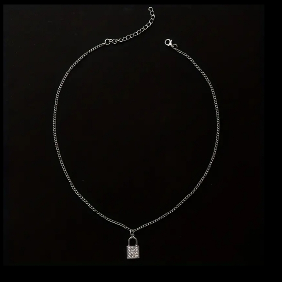 Silver Lock Pendant Necklace - Picture 2 of 5